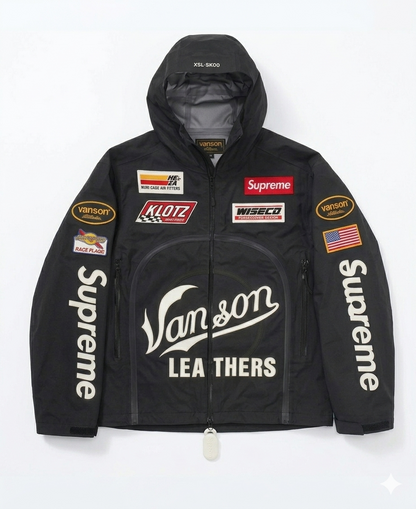 Veste GORE-TEX noire en cuir