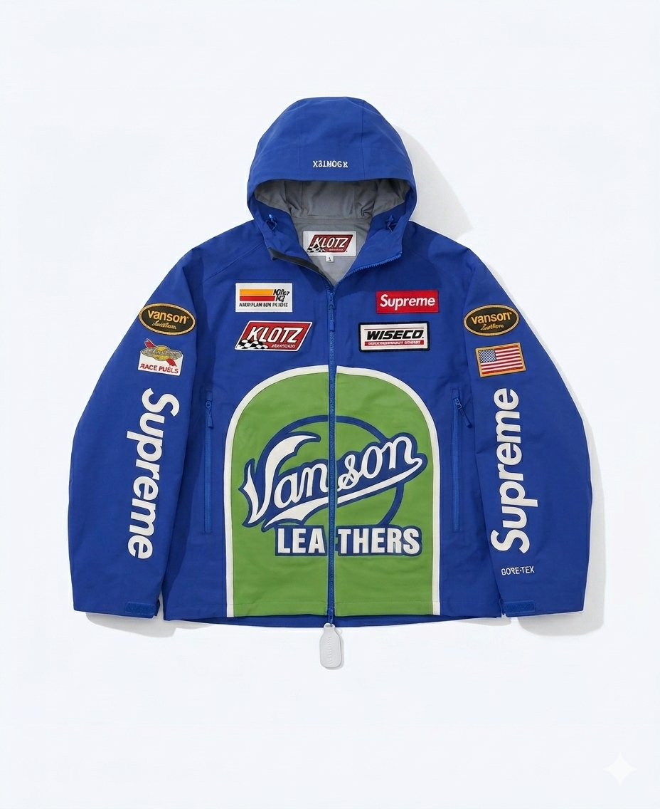 Veste GORE-TEX bleue en cuir